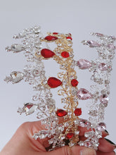 Women Wedding Prom Girls Red Pink Sliver Crystal Party Hair Headband Crown Tiara