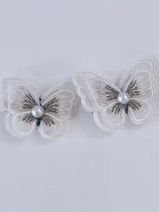 2X Women Lady Girl Fairy Embroidery Lace BUTTERFLY Head Hair side Clips pin
