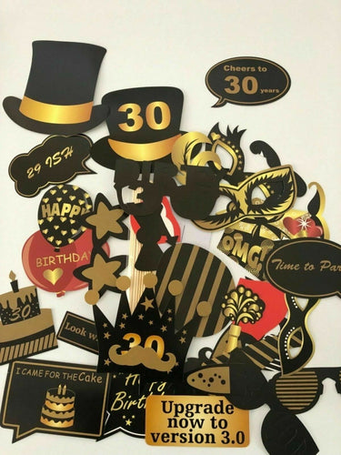30 OR 40 Years Happy Birthday Party Photograph Booth selfie Prop Fun Game Decor 30 Years set