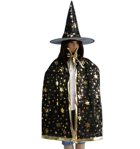 Girl Boy Children Halloween Witches Vampire Cape Cloak Party Costume + Hat