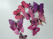 12PC Christmas Wedding Pink / Blue Butterfly Party Wall Sticker Home Decorations