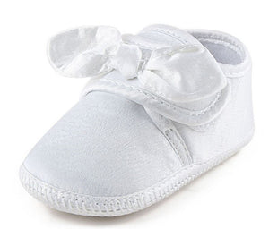 Baby Shower Girl Kid Infant White Christening Wedding Party Satin first Shoes