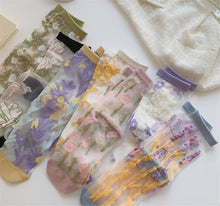 Women Retro Fancy Ankle Flower Floral Transparent Summer lace Short Dress Socks