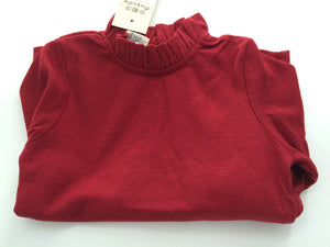 Girl Kids Ruffle Neck Red Long Sleeves Cotton Mix T shirt Tee Tops underwear