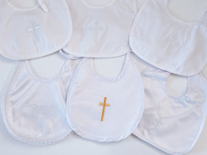 Baby Shower Girls Boys White Christening Outfits Match Cross Bib Burp Apron