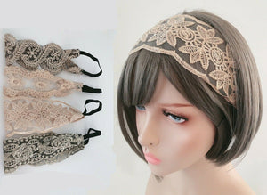 Women Girl Embroidery Boho Retro Lace Floral Headband Elastic Hair Head band