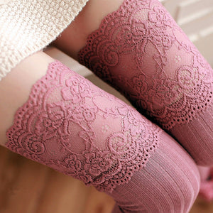 Women Girl Thigh High Stripe Lace up Stockings Hosiery Pantyhose Tights Socks