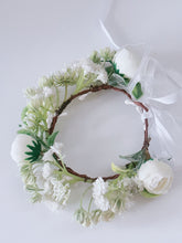 Newborn Baby Girl kid Party White Flower Rose Halo Hair Tiara headband Garland