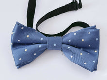 Boys Kids Children Formal Party Pre-tied Wedding Silk bow tie Necktie bowtie Medium Blue with Polka Dots Bowtie