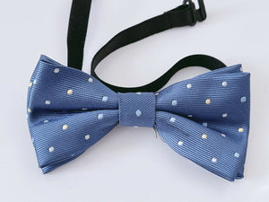 Boys Kids Children Formal Party Pre-tied Wedding Silk bow tie Necktie bowtie Medium Blue with Polka Dots Bowtie
