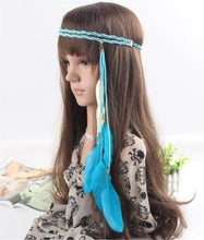 Women leaf suede leather Feather Bohemian boho Braided Chain hair band headband