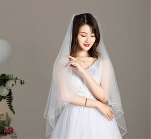 Women White Or Black Bride Wedding Simple Raw Lace Head Hair Veil Without COMB
