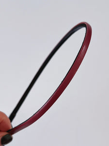 Women Girl Chic Slim Thin Synthetic leather Plain Hair Headband Head Band hoop Dark Red