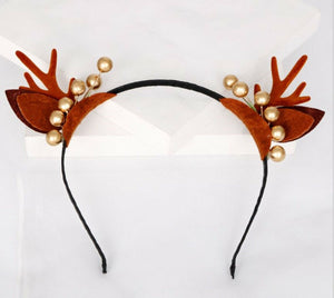 Women Girls Christmas Reindeer Deer Antlers Ear Headband Hairband Hair Head Band