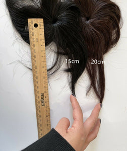 Natural 100% Human Hair Loss Hair Top Cover Clip on REAL Wig Piece extension