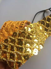 Lady girl Gold Sequin Bling Metallic Party Dance Hair Elastic Head Band headband