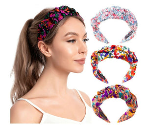 Women Girls Retro Boho Floral Fabric Wide Hair Headband Head Wrap Band Hoop