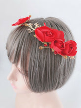 Women Girl Dance Rose Party Hair Band Wear Flower leaf Fascinator Clip Tiara