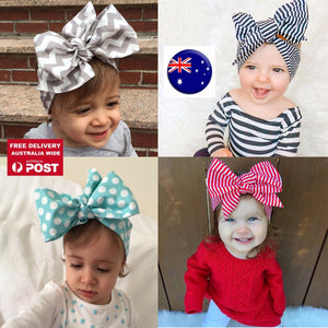 Baby Girl Kid Boho Retro BIG bow knot 80' 70' cotton Hair head band Bandana tie