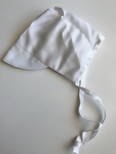 Boys baby children Infant white christening shower Satin Bonnet Hat Cap Beanie XL:12-18 months