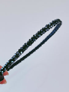 Women Lady Girl Bling Shiny Crystal look Bead Party Headband Hair Head Band Hoop Navy blue