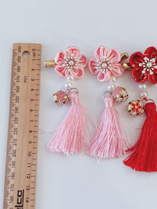 Girls Kids Children Chinese Japanese QIPAO Kimono Han Costume match hair Clips