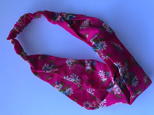 Women Lady 70' 80' Retro Boho bohemian floral Party Cross scarf Hair head band