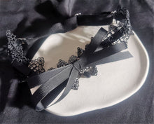 Women Black White Gothic Lace Embroidery Crochet Bow Thigh Garter Suspender Belt BLACK