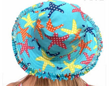 Children Kids Girl Outdoor Sun protect Sea Star Swimming swim Bucket Cap Hat