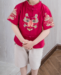 Kids Boy Girl Chinese New Year Asian Traditional TANG Costume Tops outfit Set