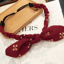 Women Girl Retro Boho bow ear Braided scarf Stretch Hair elastic head band Wrap
