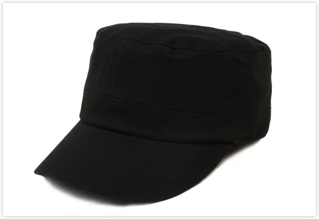 Women Men father's day Flat Top Cotton Military Sun Outdoor Travel golf Cap Hat black