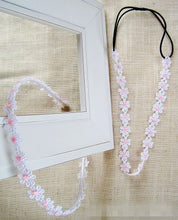 Women Girls Daisy Pink White Vintage Flower Linen Boho Hair forehead Headband