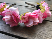 Women Pink Rose Flower Fairy Wedding Tiara hair band headband hoop Garland PROP