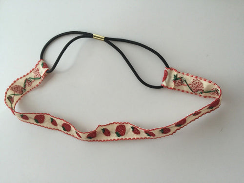 NEW Women lady Girl BOHO bohemian Retro Hippie Elastic Hair band headband wrap beige strawberry