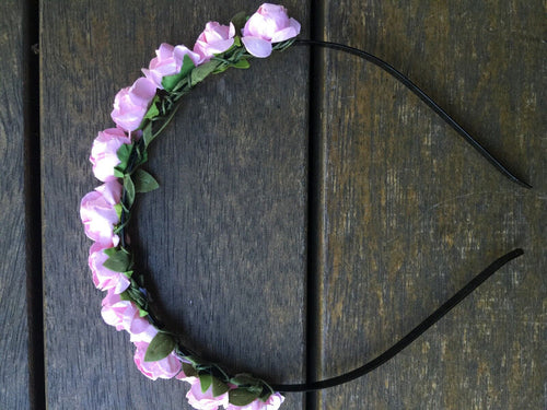 Women Girls baby Flower Fairy Boho Floral Wedding hair headband band hoop PROP Light Pink