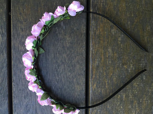Women Girls baby Flower Fairy Boho Floral Wedding hair headband band hoop PROP Light Pink