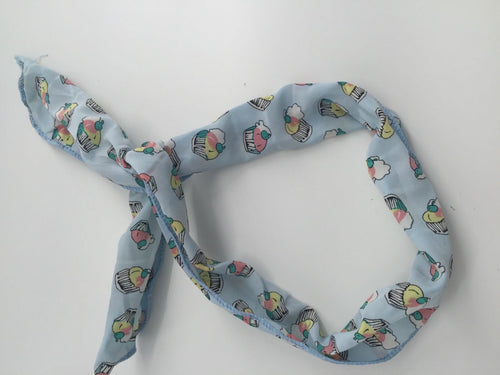 Women Lady Girl Star Muffin Retro Wire Ear adjustable bow scarf Hair head band Blue Muffins headband