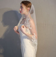 Women White Bride Hen's Night Embroidery Head Hair Trim lace Wedding Veil COMB PURE WHITE
