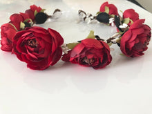 Women Girl Fairy camellia Flower Berry hair head headband Garland Ribbon Wreath Red Flower wreath