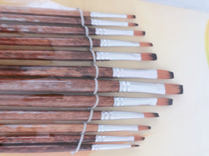 12PC Brown Handle Artist Brush Set - Watercolor, Acrylic, Oil Painting, and Craft