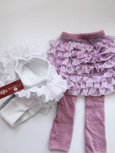 Girl Kids Winter Warm Fleece Plush Lace Tutu Skort Skirt Tights Stockings 2-6 yr