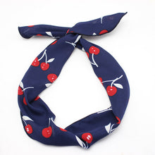Women Girls Cherry retro Wire Bunny Ear adjustable bow scarf Hair head band Wrap