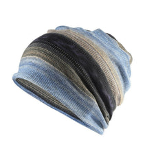 Men Women Warm With Or Without Fleece Slouch Baggy Skull Ski Beanies Hats Cap Without Fleece Blue Stripe