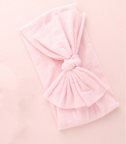 Baby Kids Children Girls Christening Shower Bow Elastic Hair Head band Headband Light Pink