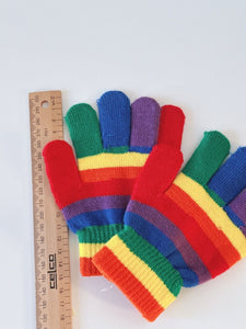 Kids Boys Girls Children Rainbow Colorful Knit Mitten SHORT Gloves 4-12 Years