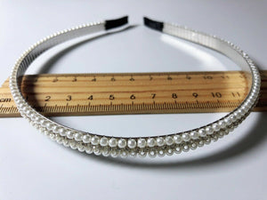 Women Girl layers Elegant Pearl Beads Hair Head Band Headband Party Tiara Hoop