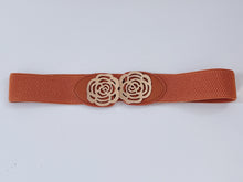 Women Metallic Rose Flower Elastic Stretchy Dress Narrow Slim Waist Belt Band