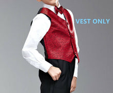 Kid Boy Children dance Party Show Costume Gold or silver formal Vest Waistcoat Red vest