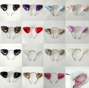 Women Children Fluffy Fur Cat Kitty fox animal Costume Ear Party Hair head band